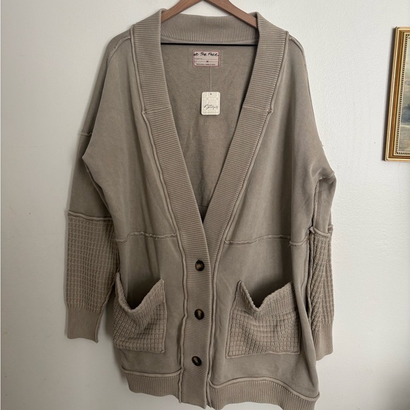 We The Free Sweaters - Free People We The Free Brooklyn Cardi Morning Oat Cardigan Women’s Medium NWT